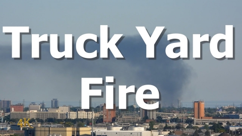 Toronto: Transport van fire timelapse + dashcam + drone footage...