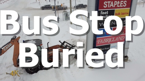 Brampton: Mini backhoe clearing snow from bus stop 2-16-2025