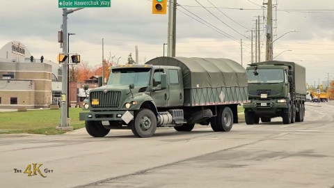 Ontario: Army trucks rolling into safety perimeter for military...