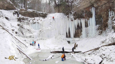The beautiful icy winter waterfalls of Ontario's Niagara Escarpment