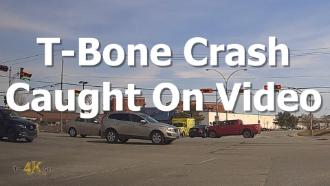 Québec: Caught on video T-bone collision with domino effect 3-29-2023