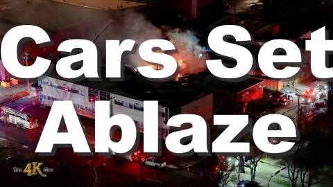 Montréal: Arson incident has 10+ vehicles burning in auto yard...