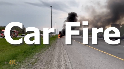 Blainville: Fire dept on scene of car fire on live highway lanes...