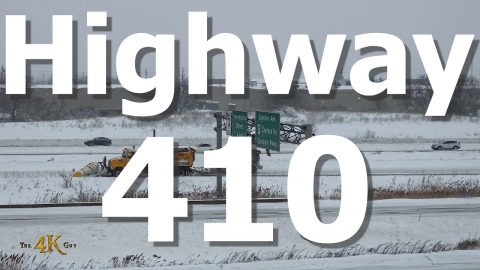 Mississauga: One snow plow after another clearing giant freeway 2-16-2025