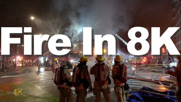 Montréal: Ground defensive fire scene at heritage building in 8K 11-24-2025